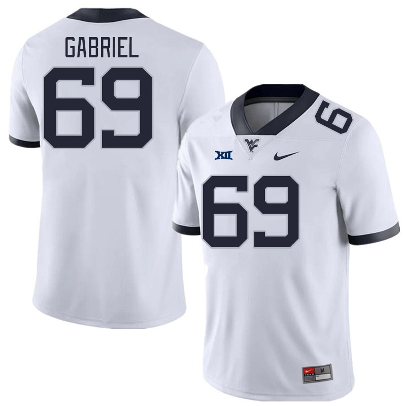Men #69 Nate Gabriel West Virginia Mountaineers College Football Jerseys Stitched Sale-White